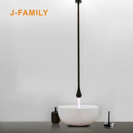 Ceiling mounted tap /faucet rose gold Brass bathroom basin Tap with Dark Grey