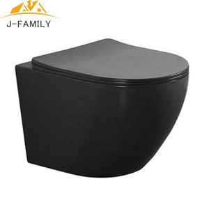 chaozhou  rimless bathroom ceramic wall mounted toilet Matt black wall hung toilet