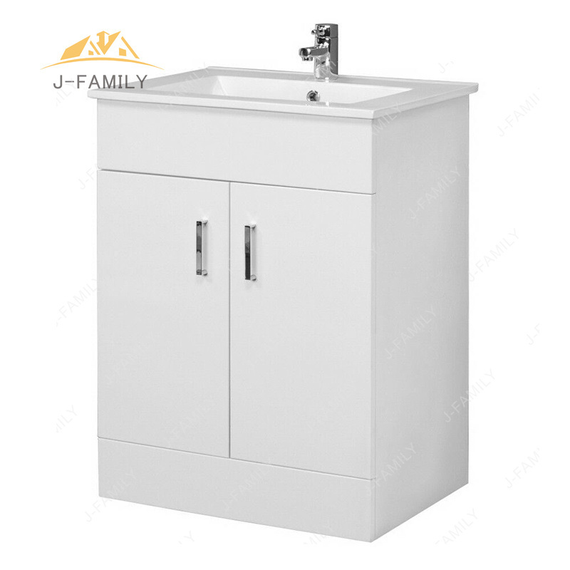 gloss white PVC material  bathroom cabinet  with handles and legs