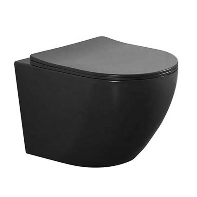 chaozhou  rimless bathroom ceramic wall mounted toilet Matt black wall hung toilet