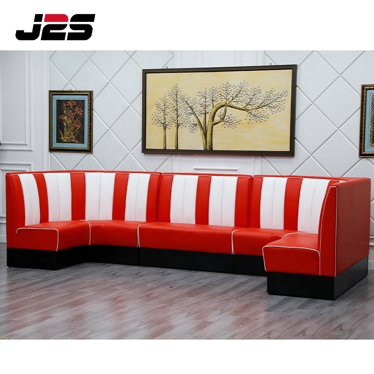 Custom modern fast food furniture Retro American hotel restaurant banquette round U shape sofa booth seating