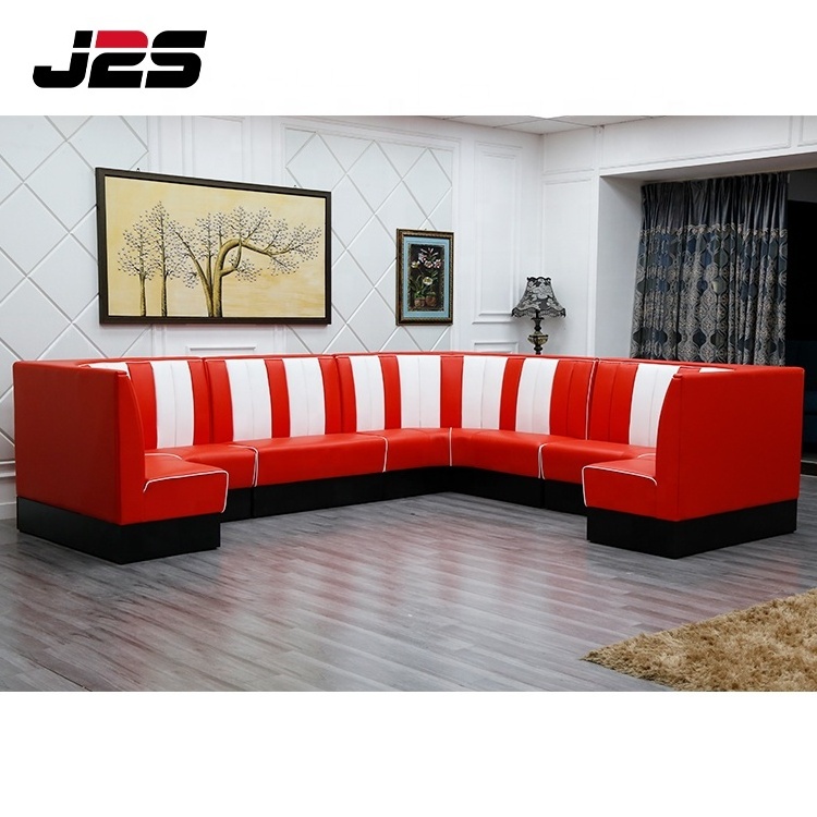 Custom modern fast food furniture Retro American hotel restaurant banquette round U shape sofa booth seating