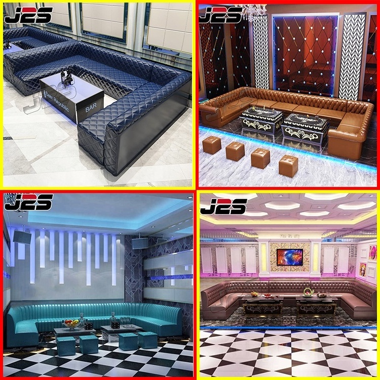 Pu leather modern Night Club Sofa VIP Black Lounge Nightclub Furniture Modular Hotel Lounge Booth Led Seating KTV Bar Sofa