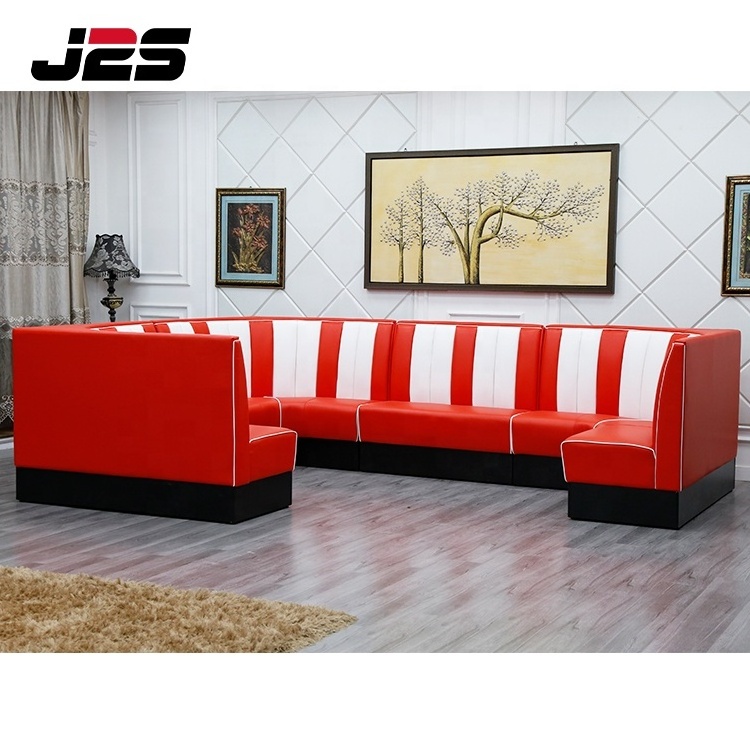 Custom modern fast food furniture Retro American hotel restaurant banquette round U shape sofa booth seating