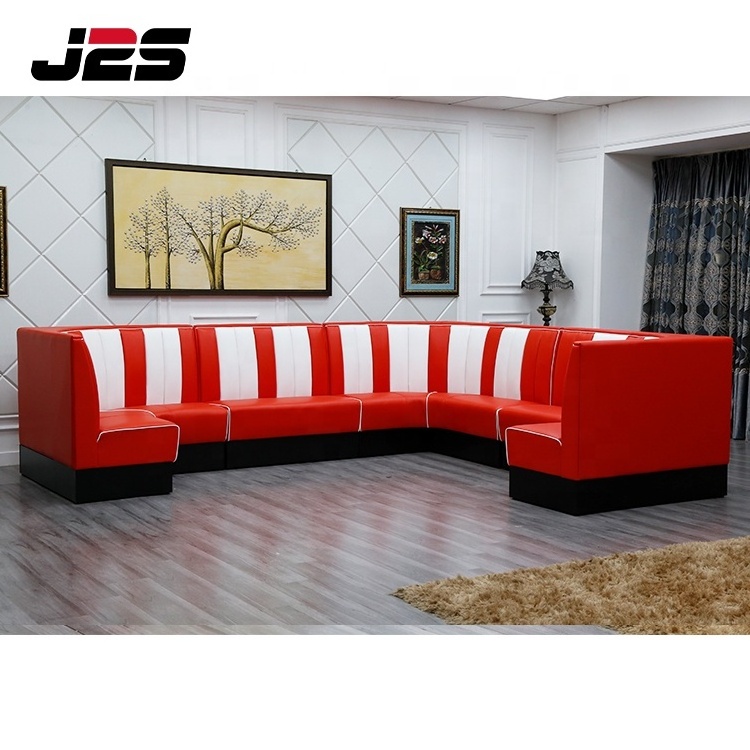 Custom modern fast food furniture Retro American hotel restaurant banquette round U shape sofa booth seating