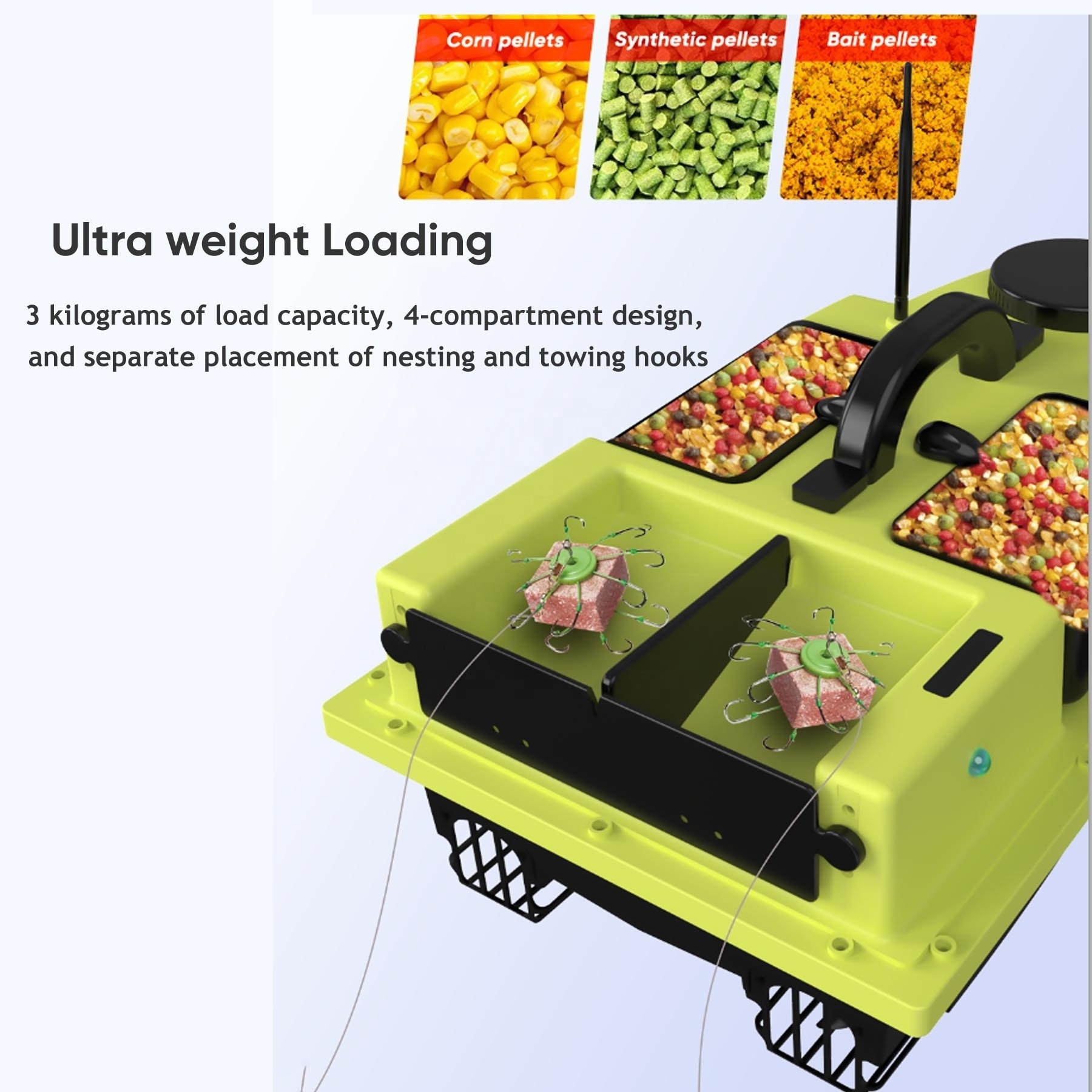 EU UK Stock D19 99 Gps Positions RC Bait Boat For Carp Fishing With 4 Bait Hoppers And Multi Color Lights