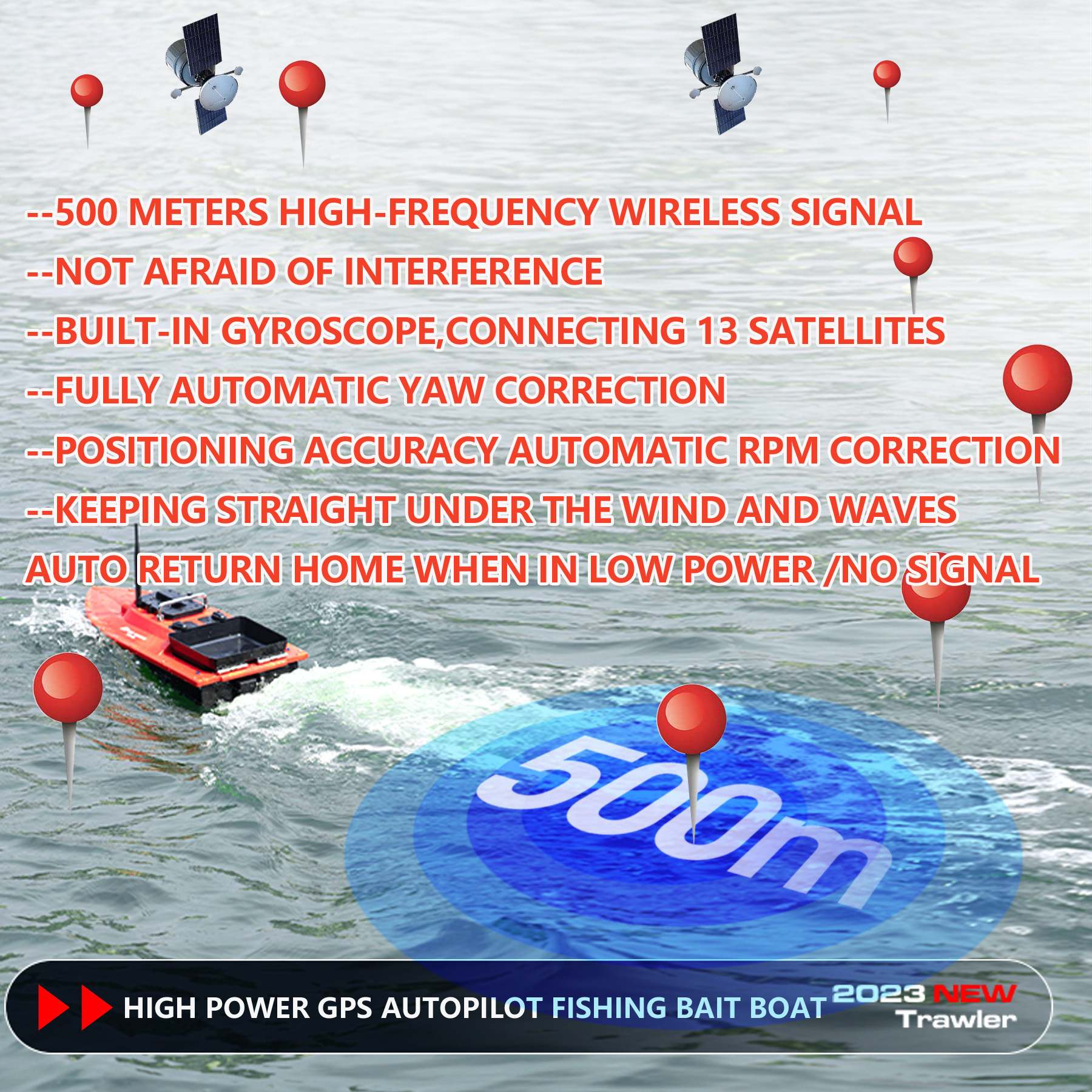 12V 20A High Speed 10KM/H RC Surfer Fishing Bait Boat RC Carp Fishing Bait Boats With GPS