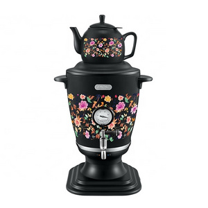 Russian 3.2L customised design colour decal electric tea samovar with thermometer ceramic teapot