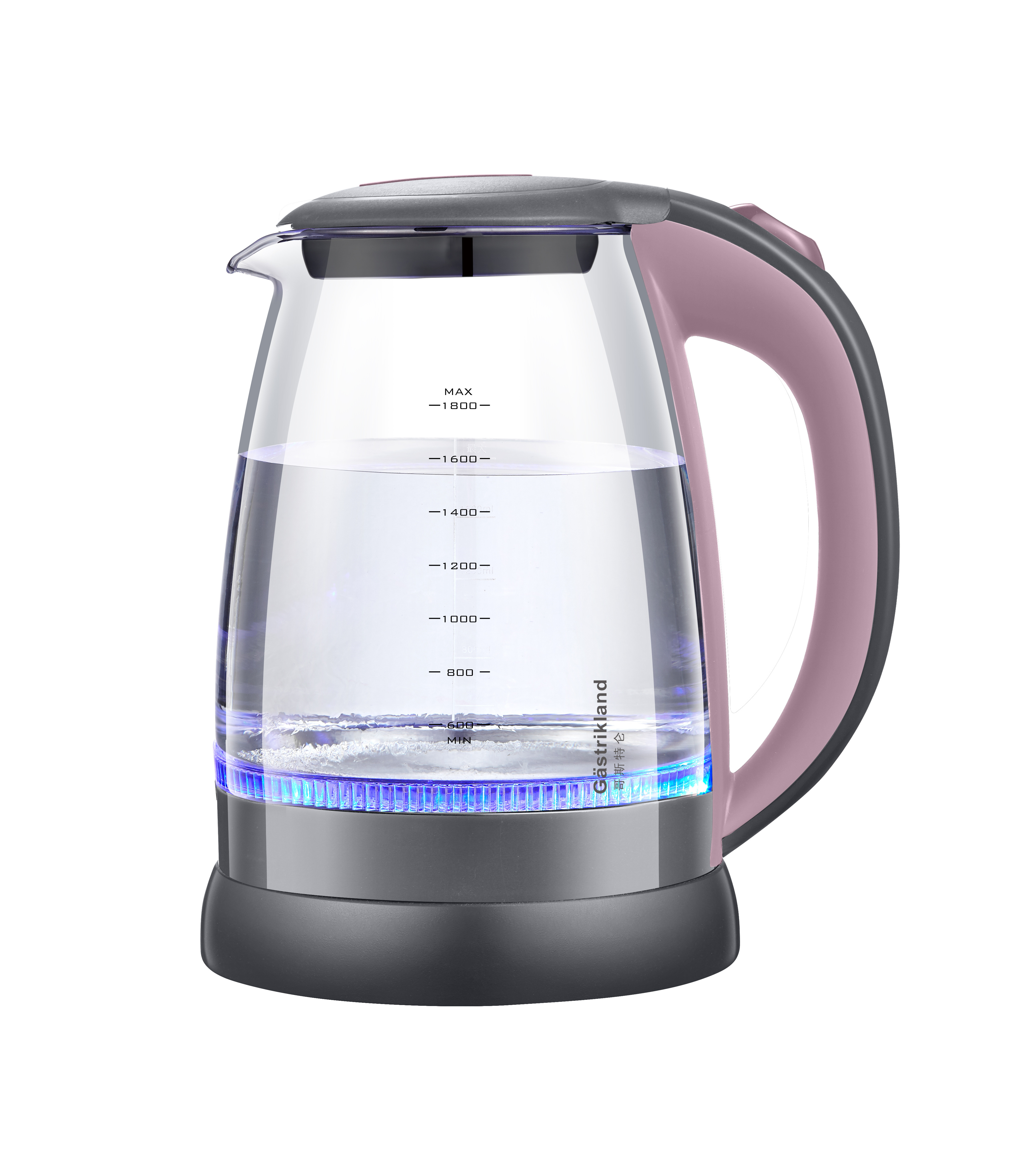 Manufacturer 1.7 Liter Blue LED Light Display Glass Electric water Kettle