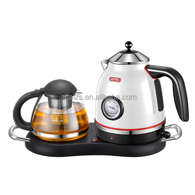 1.7L stainless steel electric tea kettle set with glass teapot keep warm function