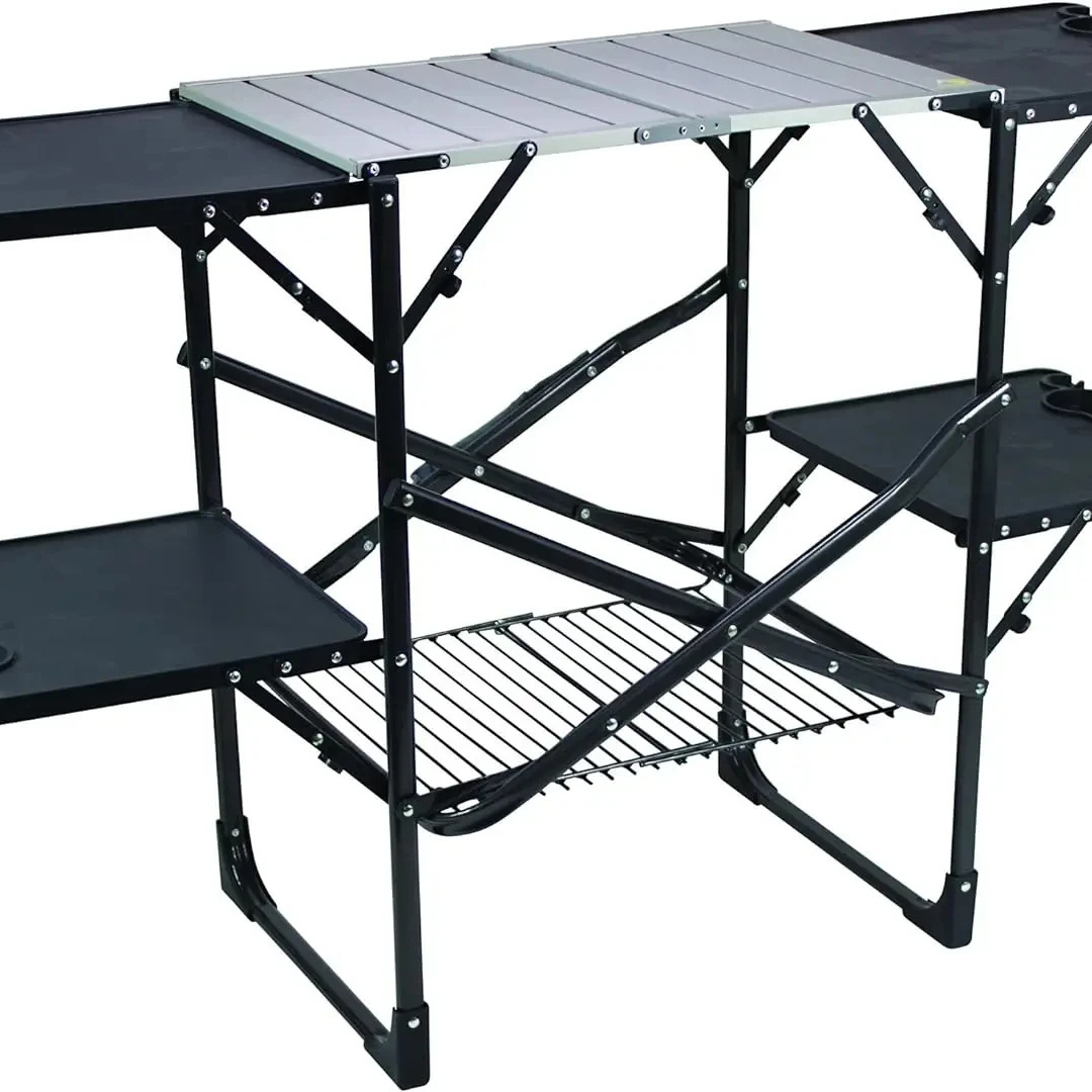 Outdoor Slim-Fold Cook Station, Portable Camp Kitchen Table