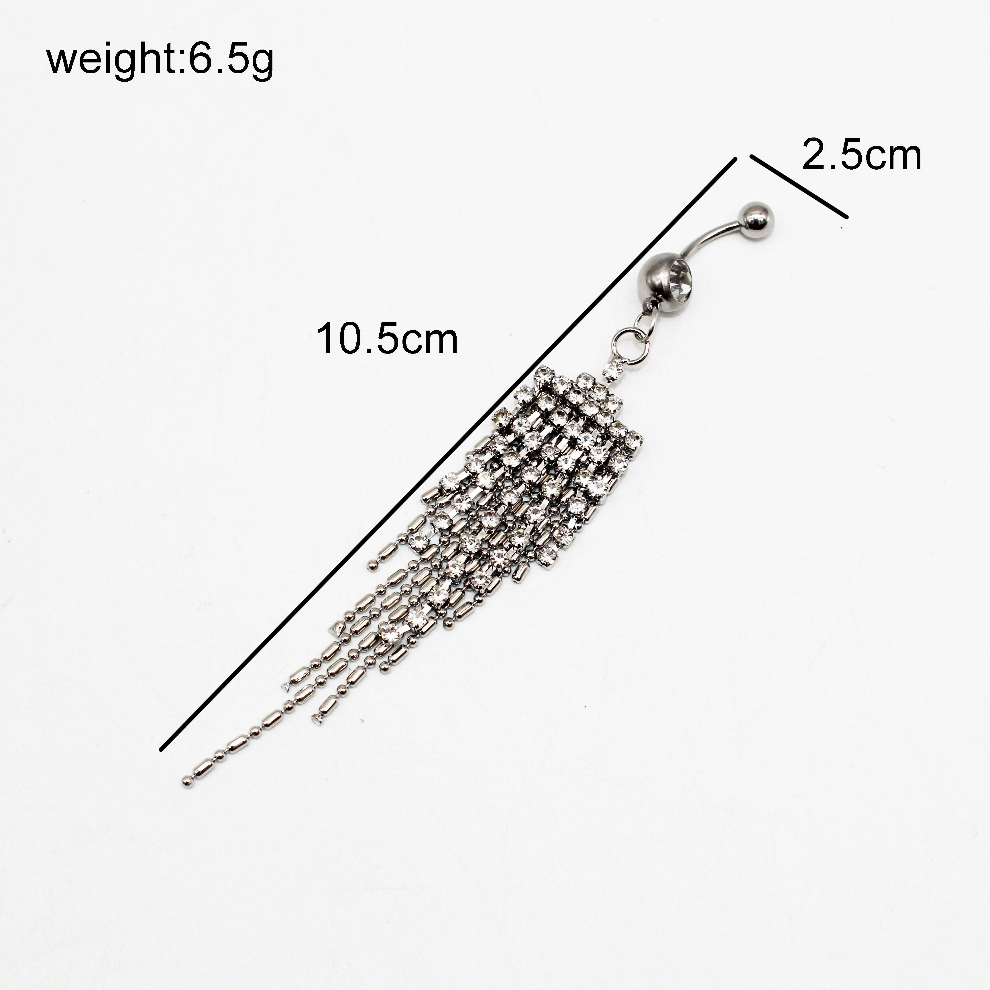 Jachon Stainless steel piercing ornament tassel Belly Button Rings Clear Navel Rings Belly Rings Belly Piercing