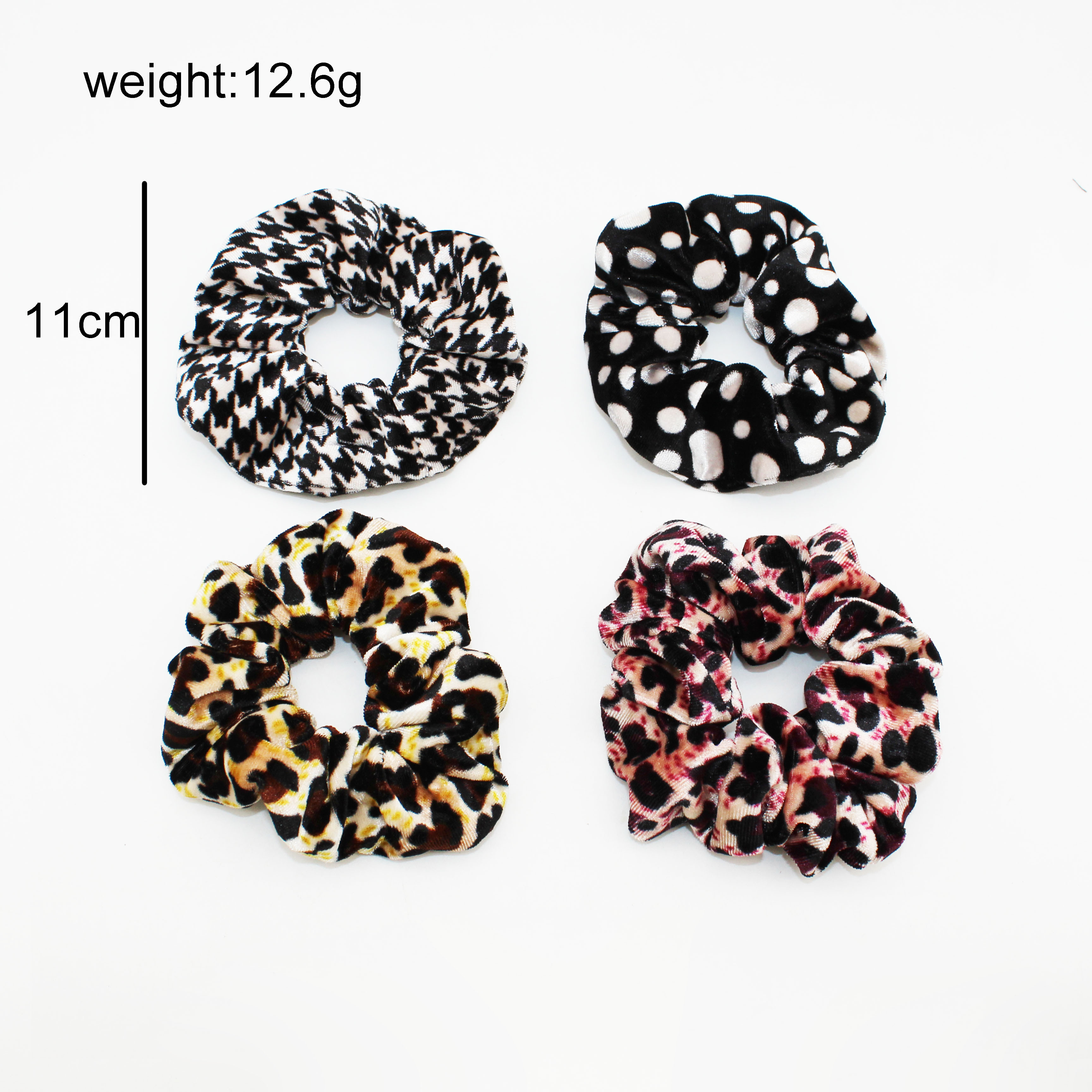 Jachon high quality Animal printing velvet Hair Scrunchies Leopard Print Scrunchy Soft Bobbles Elastic Hair Bands Ties