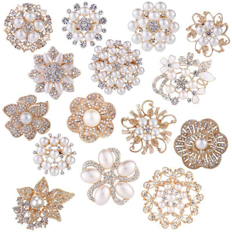 Jachon Heart Scarf Brooch Pin Butterfly Crystal Simulated Pearl Brooches Floral Flower Brooch For Women Shawl Pin Clip