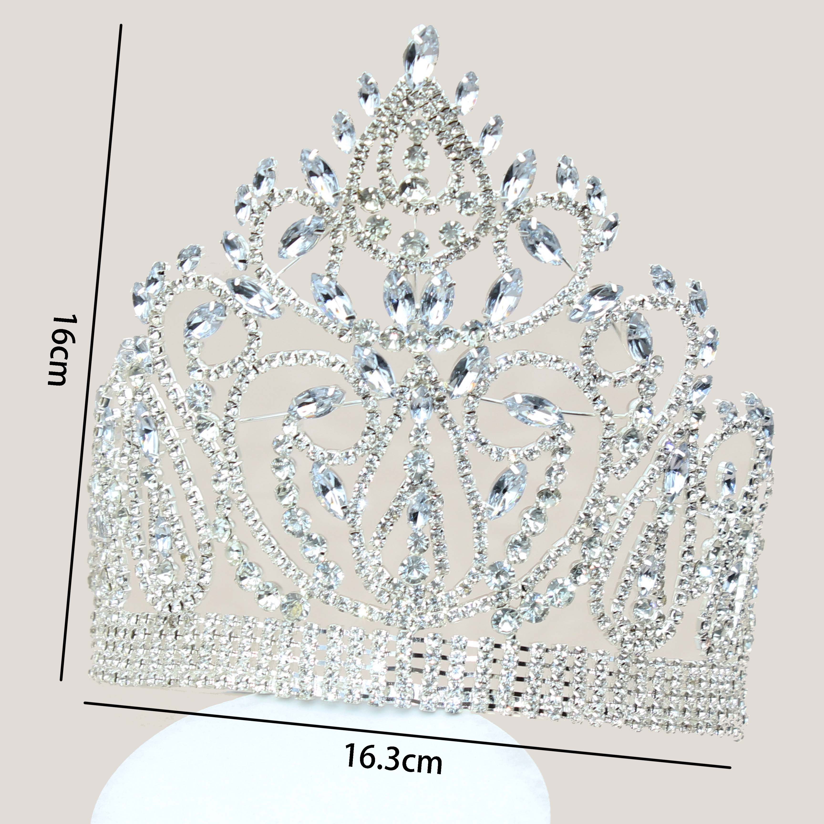 Jachon Bulk Princess Rhinestone Crystal Beauty Custom Big Pageant Queen Miss World Crown And Tiara