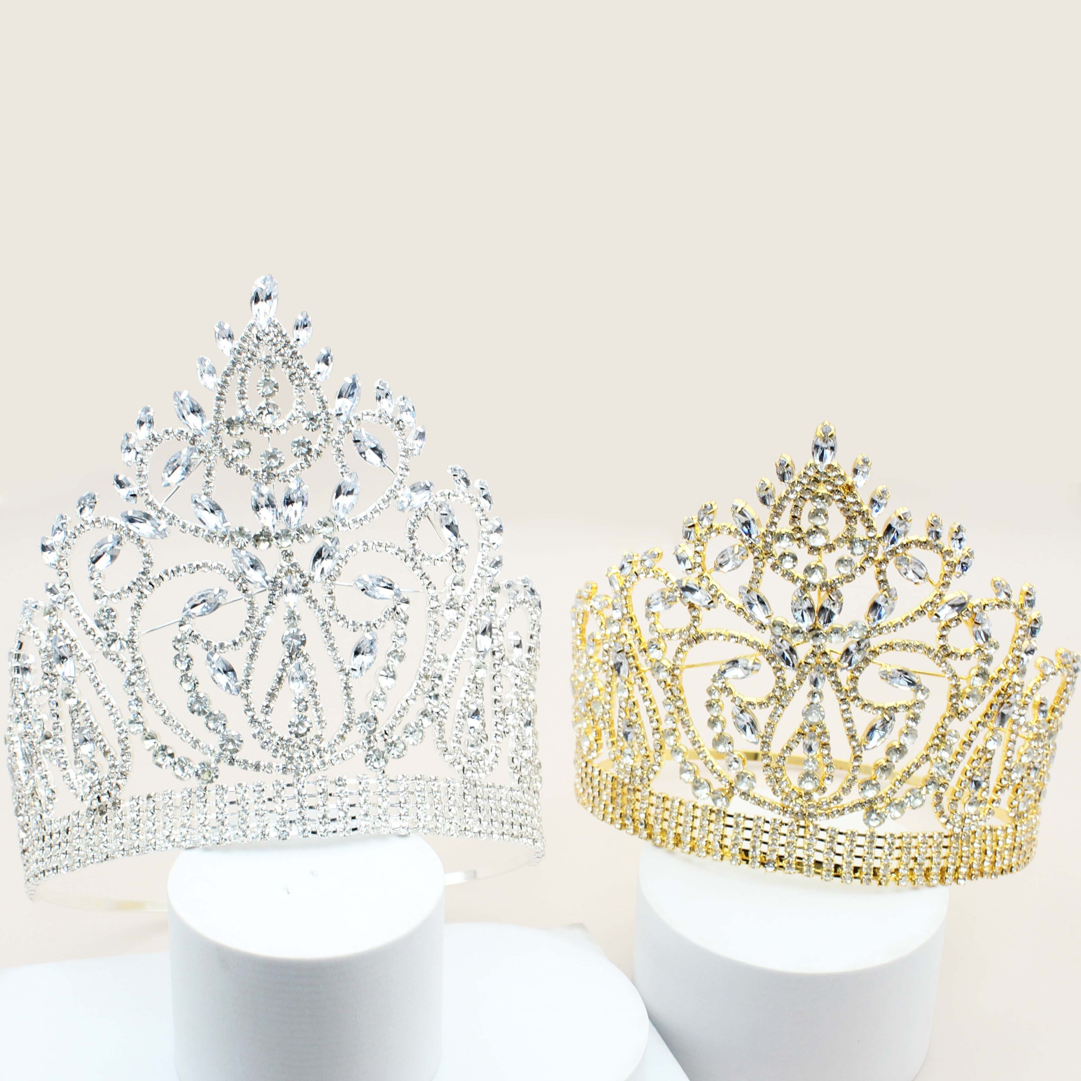 Jachon Bulk Princess Rhinestone Crystal Beauty Custom Big Pageant Queen Miss World Crown And Tiara