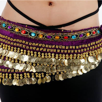 Jachon Belly dance waist chain single diamond adult stage performance beginners practice hanging coin waist chain