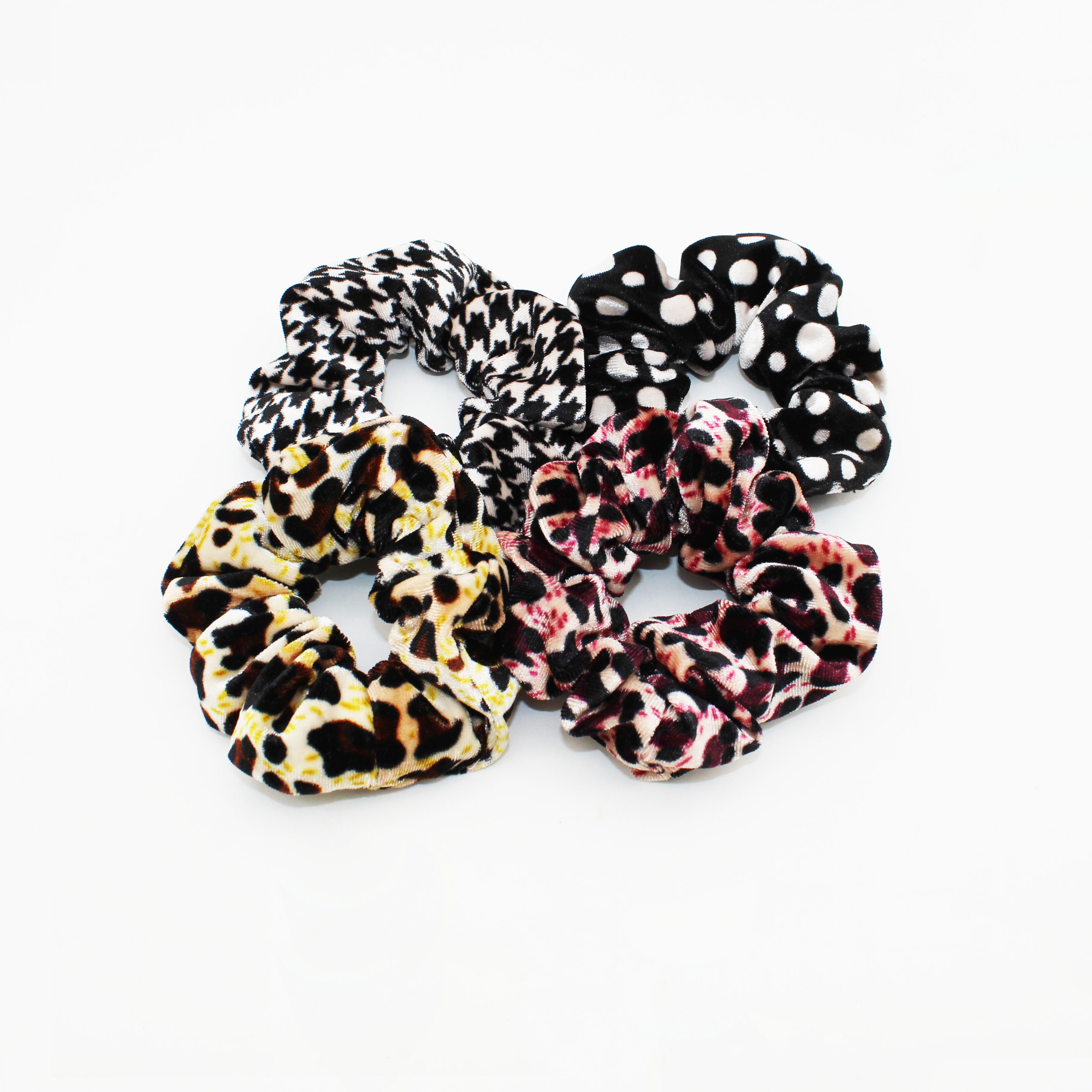 Jachon high quality Animal printing velvet Hair Scrunchies Leopard Print Scrunchy Soft Bobbles Elastic Hair Bands Ties