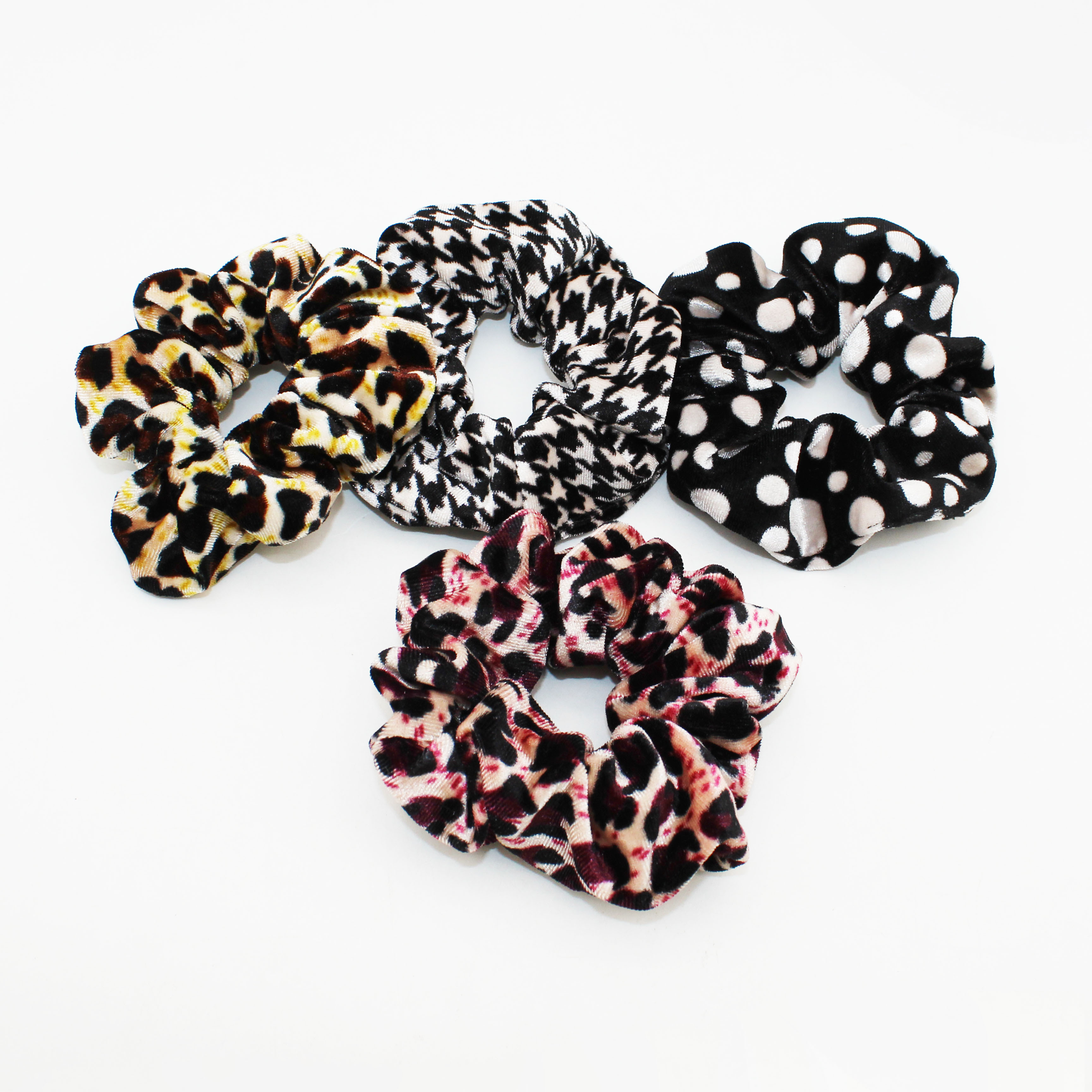 Jachon high quality Animal printing velvet Hair Scrunchies Leopard Print Scrunchy Soft Bobbles Elastic Hair Bands Ties