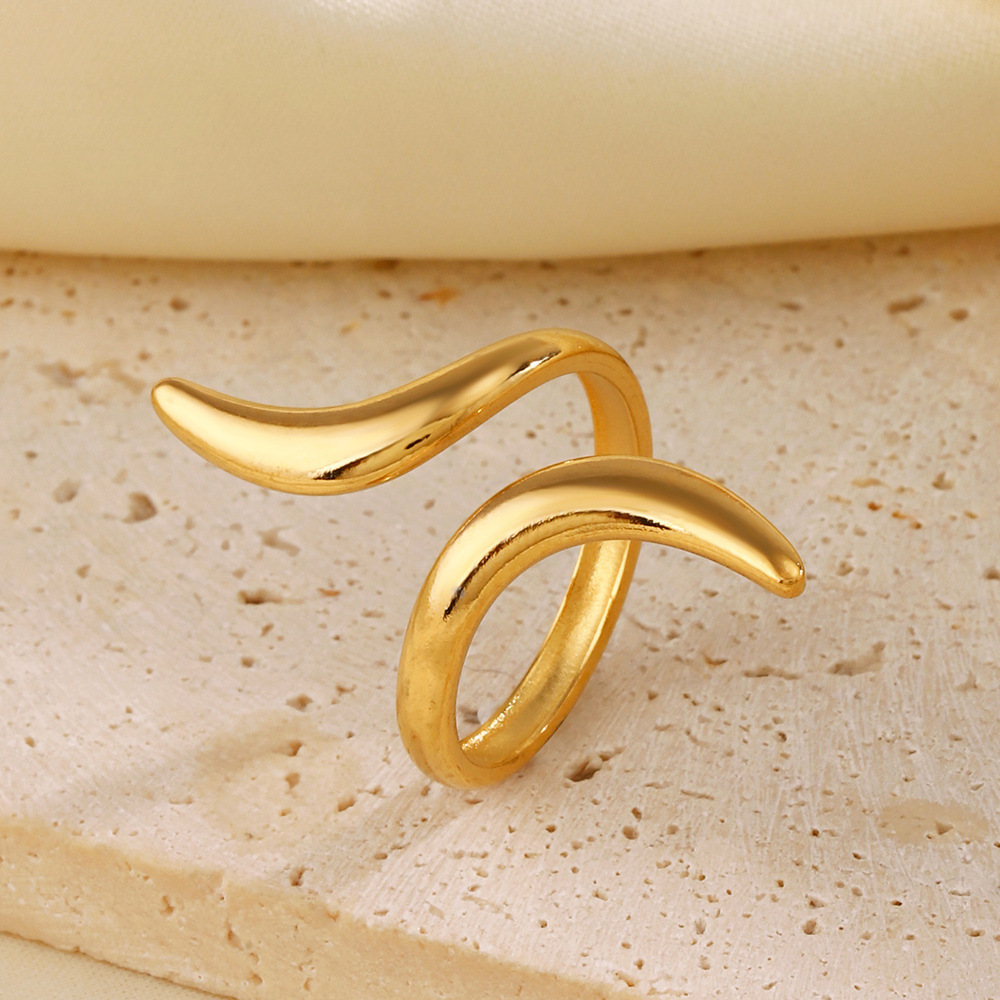 Jachon New Design 18K Gold Plated Stainless Steel Abstract Snake Rings for Women Finger Ring Non Tarnish fashion jewelry rings