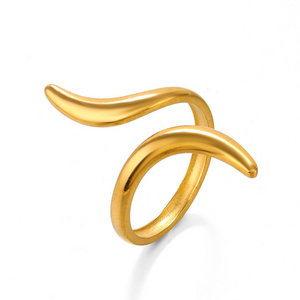 Jachon New Design 18K Gold Plated Stainless Steel Abstract Snake Rings for Women Finger Ring Non Tarnish fashion jewelry rings