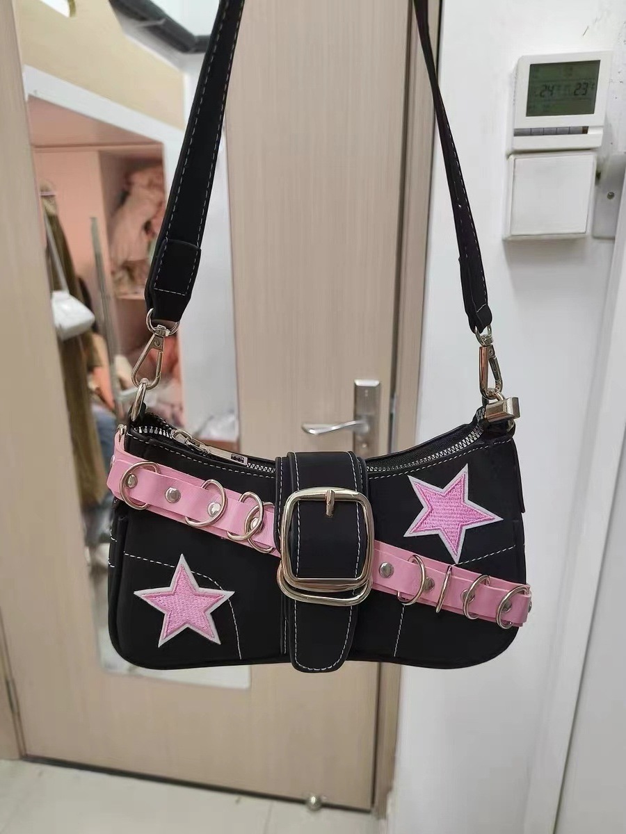 2023 Y2K Preppy Style Women's Purse Gothic Punk Cruciform Design Cool Girl PU Shoulder Underarm Bag