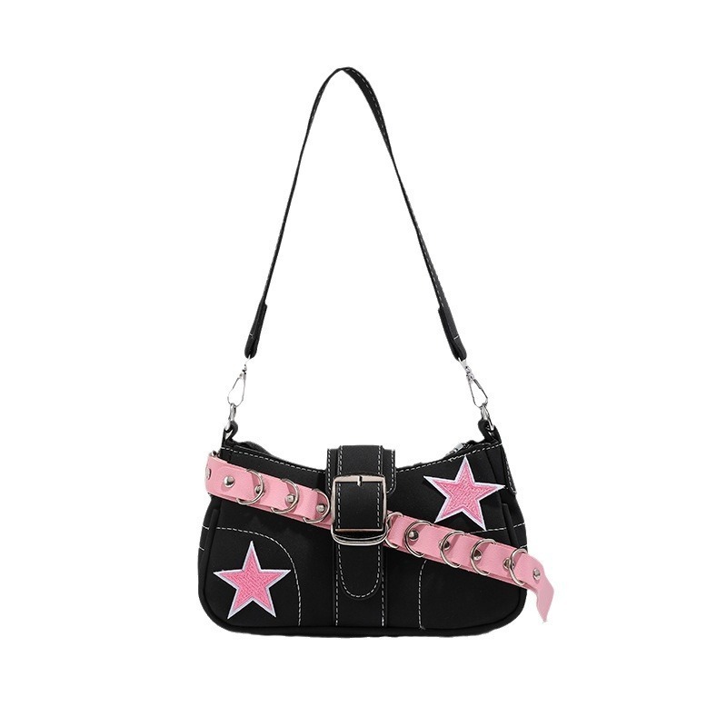 2023 Y2K Preppy Style Women's Purse Gothic Punk Cruciform Design Cool Girl PU Shoulder Underarm Bag