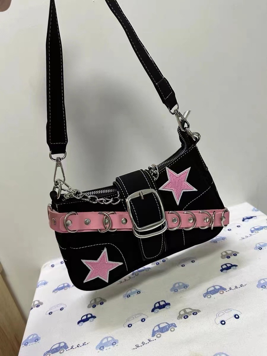 2023 Y2K Preppy Style Women's Purse Gothic Punk Cruciform Design Cool Girl PU Shoulder Underarm Bag