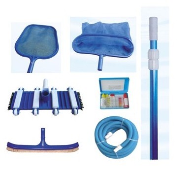 Swimming pool cleaning equipment leaf rake skimmer telescopic pole brush vacuum head