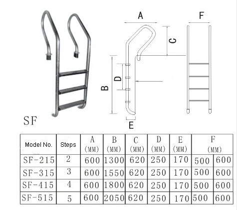 316 High Quality Stainless Steel Swimming Pool Ladder