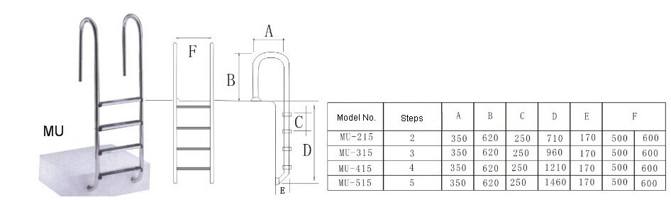 316 High Quality Stainless Steel Swimming Pool Ladder