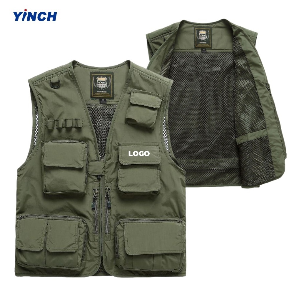 LAYENNE Multi-pocket Quick-drying Man Work Cargo Oversized Photographer Black Mesh Utility Windproof Outdoor Fishing Men's Vest