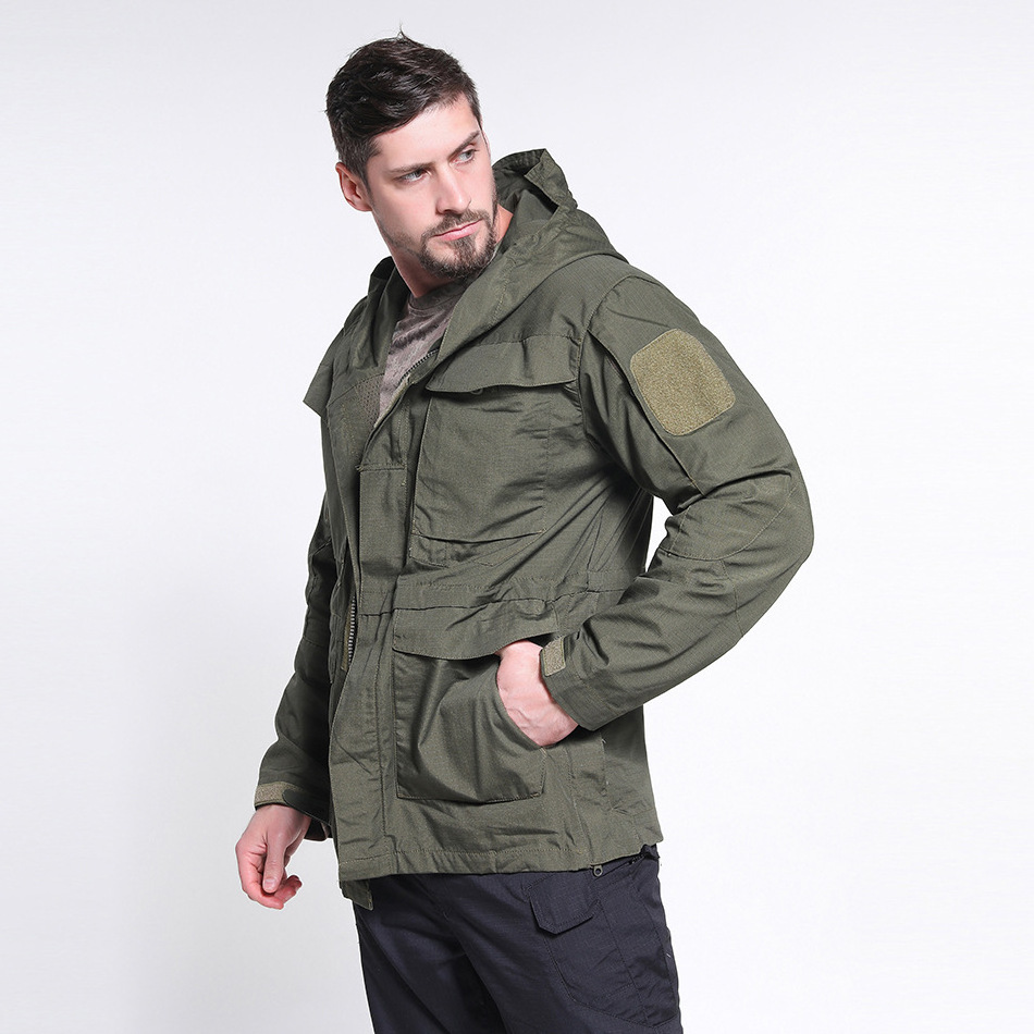 LAYENNE M65 Outdoor Sports Commuter Hooded Tactical Windbreaker Checked Cloth Windproof Waterproof M65 Shell Jacket