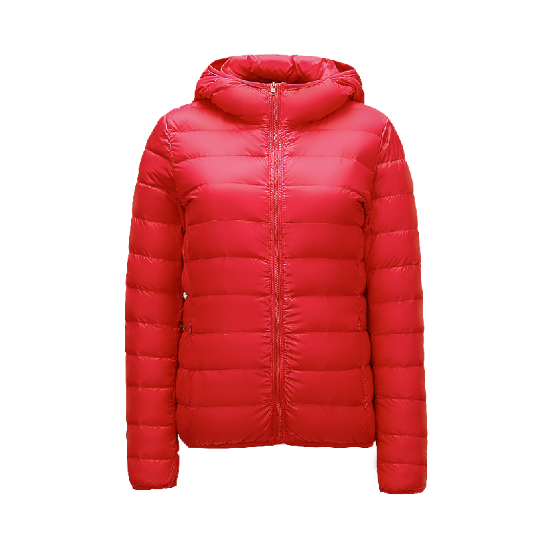 LAYENNE New Winter Lightweight Hooded Women's Plus Size Coat Outdoor Winter Jacket Down Jacket Waterproof Woven Standard Satin