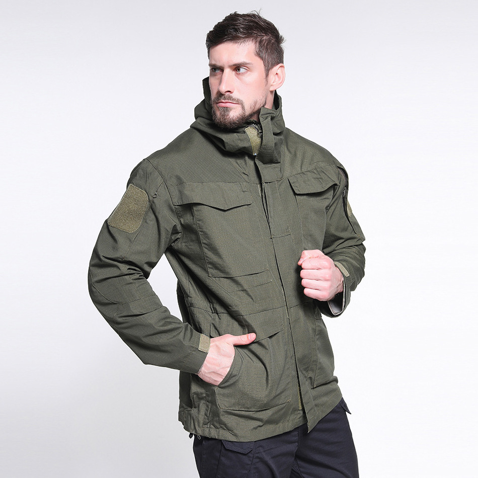 LAYENNE M65 Outdoor Sports Commuter Hooded Tactical Windbreaker Checked Cloth Windproof Waterproof M65 Shell Jacket