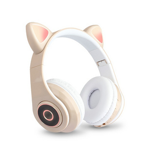 Cute Cat Ear Wireless B39 LED cat Headphones BT 5.0 Headsets Stereo Music Earphone Gaming Wired earbud Speaker Headphone