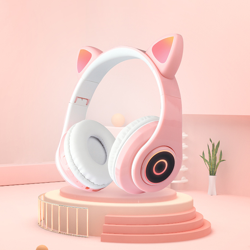 Cute Cat Ear Wireless B39 LED cat Headphones BT 5.0 Headsets Stereo Music Earphone Gaming Wired earbud Speaker Headphone