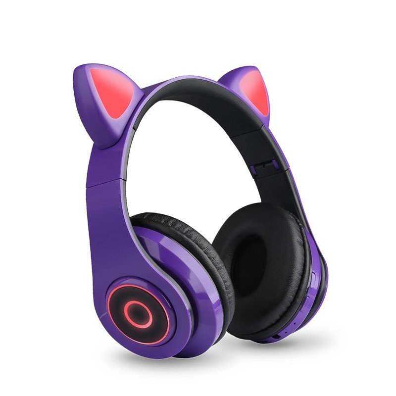 Cute Cat Ear Wireless B39 LED cat Headphones BT 5.0 Headsets Stereo Music Earphone Gaming Wired earbud Speaker Headphone