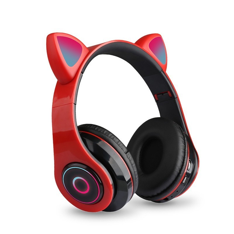 Cute Cat Ear Wireless B39 LED cat Headphones BT 5.0 Headsets Stereo Music Earphone Gaming Wired earbud Speaker Headphone