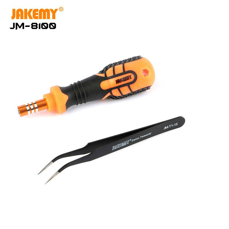 JAKEMY JM-8100 32 IN 1 High Quality Precise Screwdriver Tool Kit with Adjustable Ratchet Handle and Tweezers for Electronics