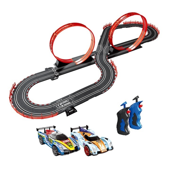 Kids Adult 2 Pack Set Rolling Slot12V Electric High Speed Track Race Car Toy