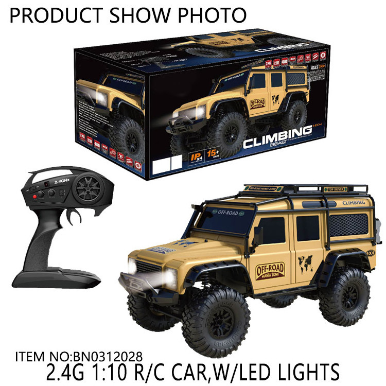 1:10 2.4 Ghz 4WD RC Car with Led Lights Front & Rear Independent Suspension System TPR Rubber Tires Off-road Climbing Truck