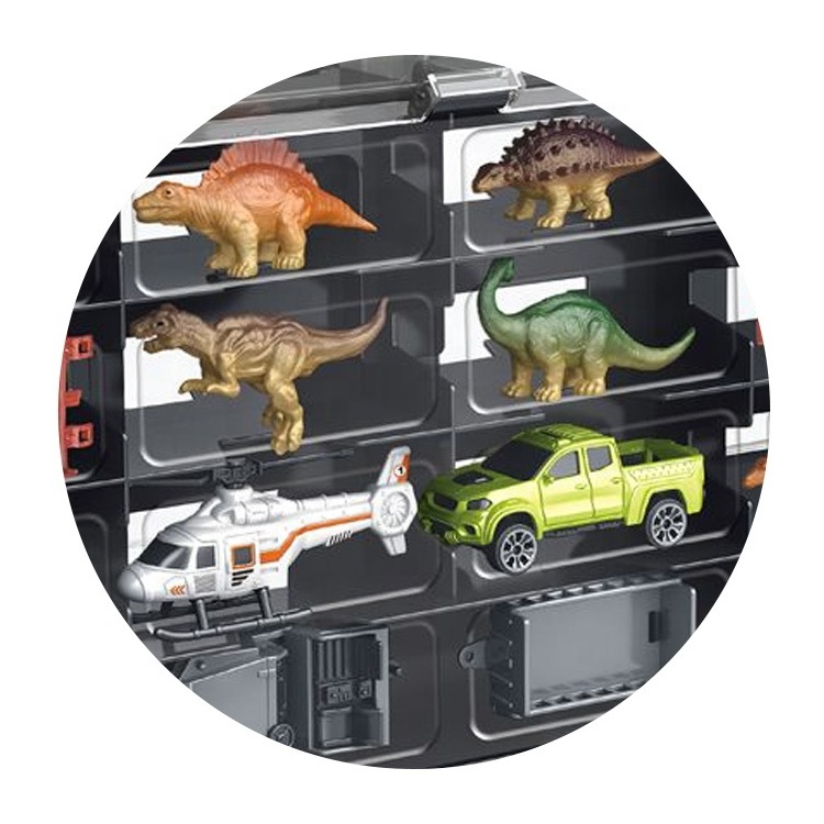 JACKOTOYS Funny plastic toy truck trailer diecast truck model dinosaur toy truck for kids dinosaur toy set