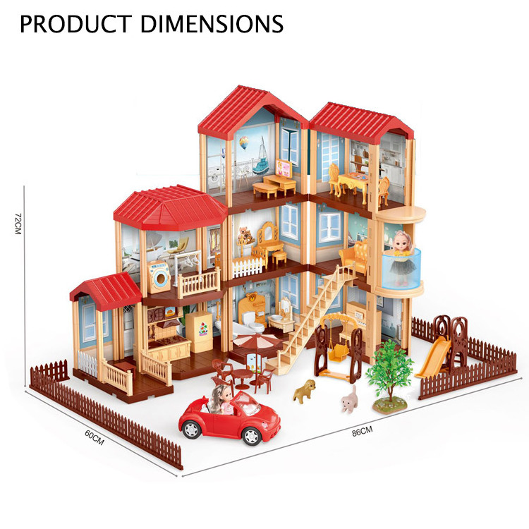 New Big DIY Toy Play House Girl Doll Furniture Doll House Best Gift Kids Girls Toys