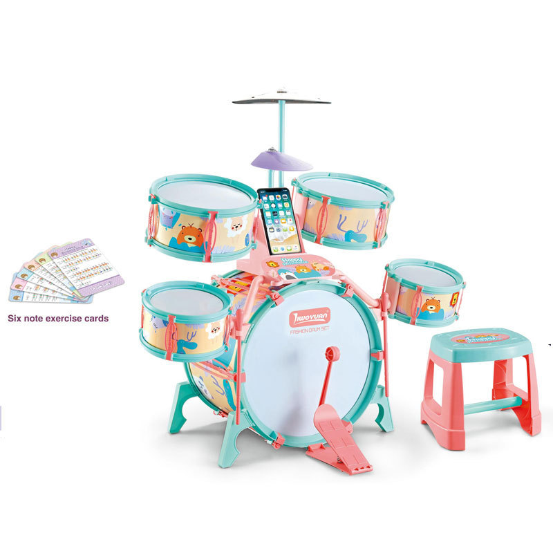 Electronic Drum Set Educational Musical Instrument Toys Plastic Toys Children Performer Jazz Drum Set With Cards