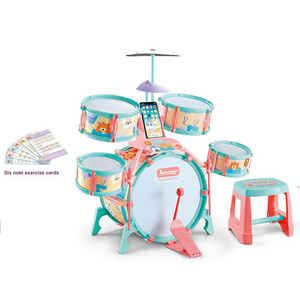 Electronic Drum Set Educational Musical Instrument Toys Plastic Toys Children Performer Jazz Drum Set With Cards