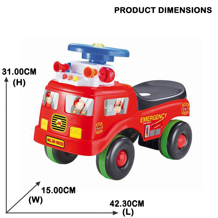 JK TOYS Kid Ride On Car Fire Engine Truck With Music And Policelight