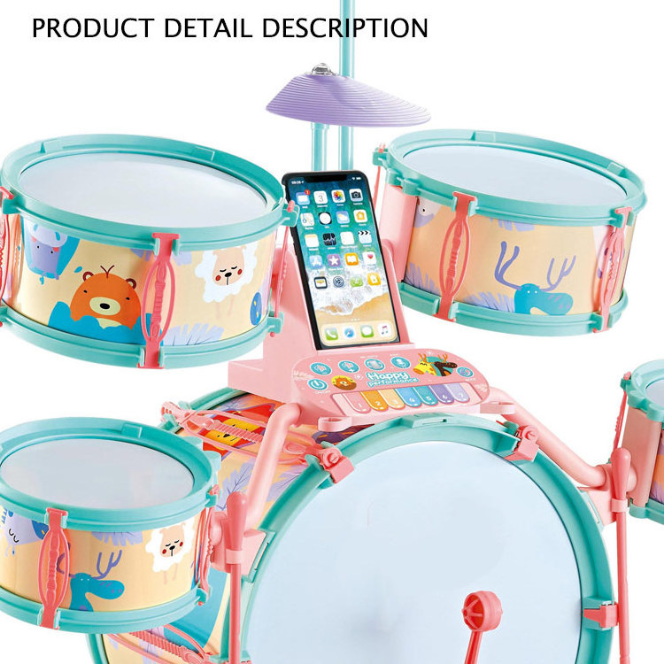 Electronic Drum Set Educational Musical Instrument Toys Plastic Toys Children Performer Jazz Drum Set With Cards