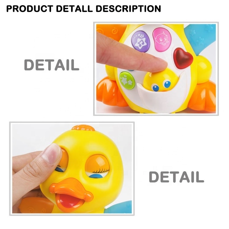 2023 Educational Interactive Learning Dancing Walking Yellow Duck Baby Game Toy With Music And Led Light baby toy set