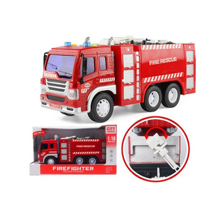 Children educational 1:16 model scale mini friction car toy new fire truck with light